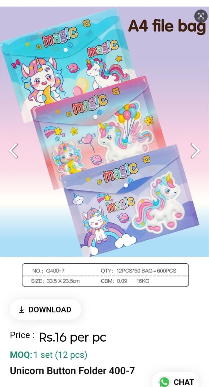 Unicorn Button Folder