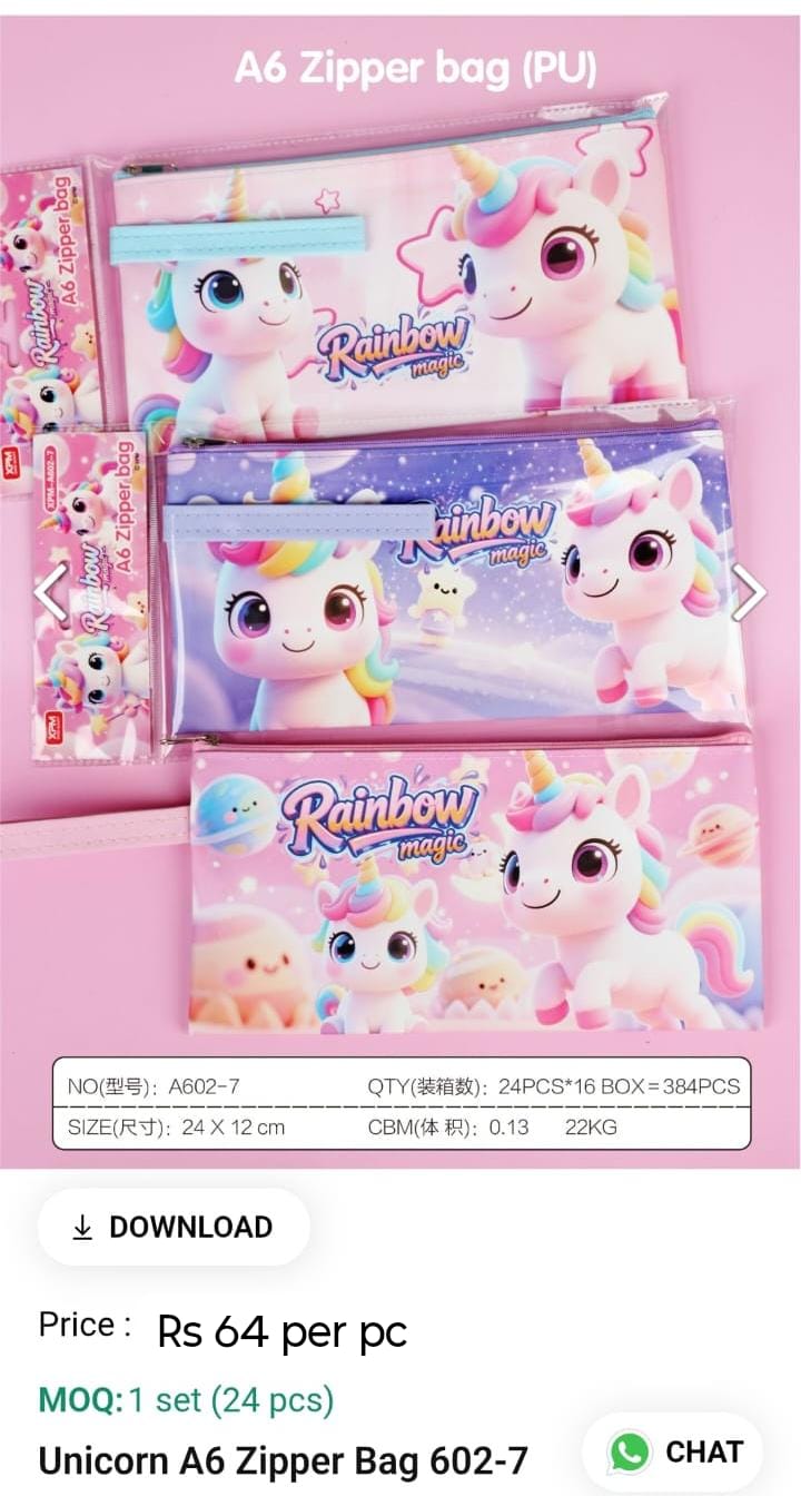Unicorn A6 Zipper Bag