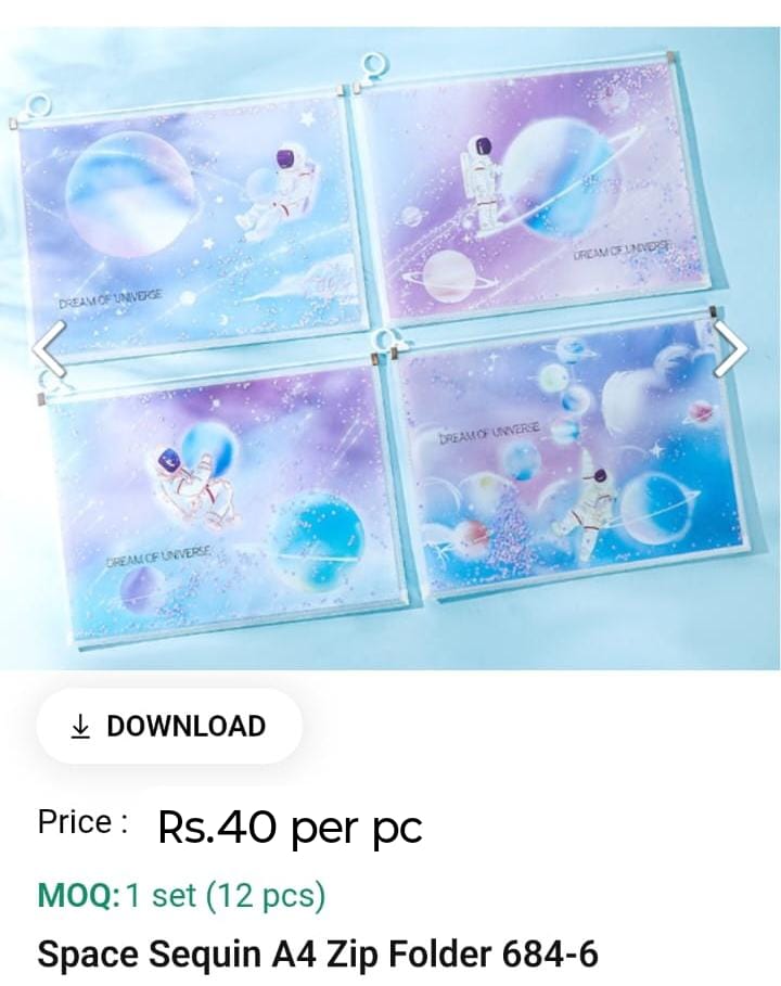Space Sepuin A4 Zip Folder