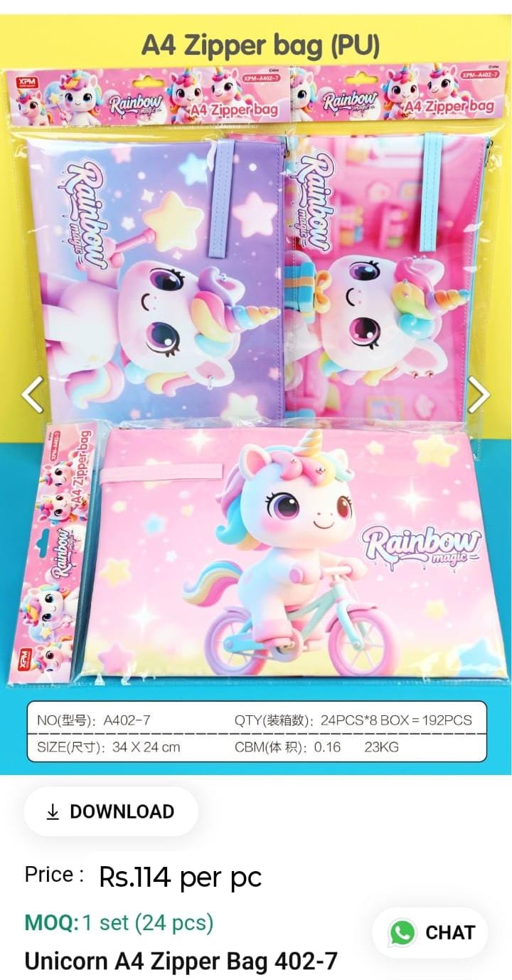Unicorn A4 Zipper Bag