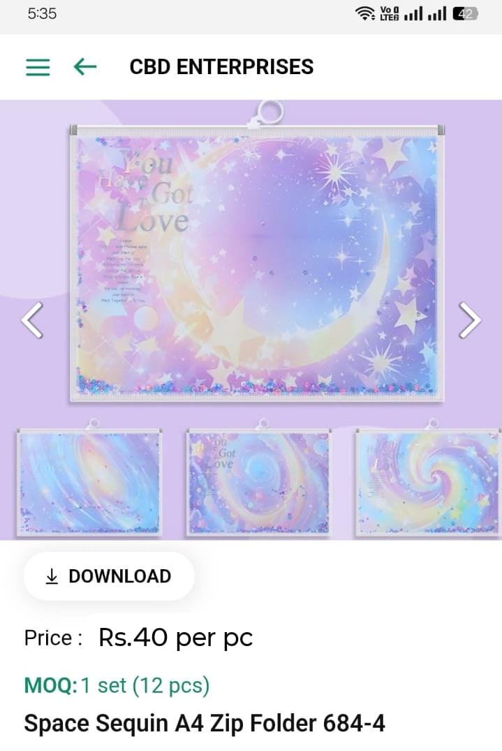 Space Sequin A4 Zip Folder