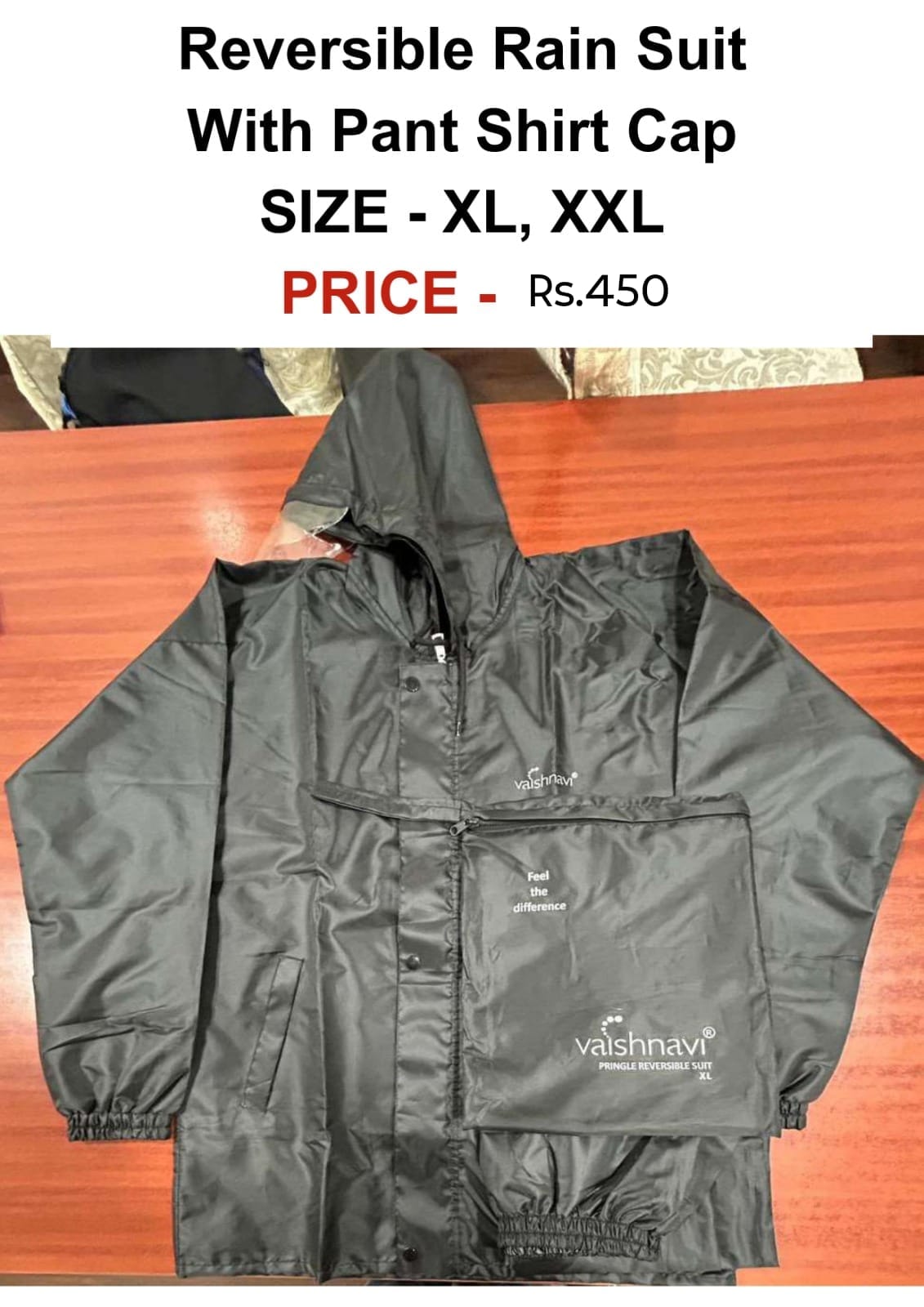 Reversible  Raincoat  With Pant Shirt Cap