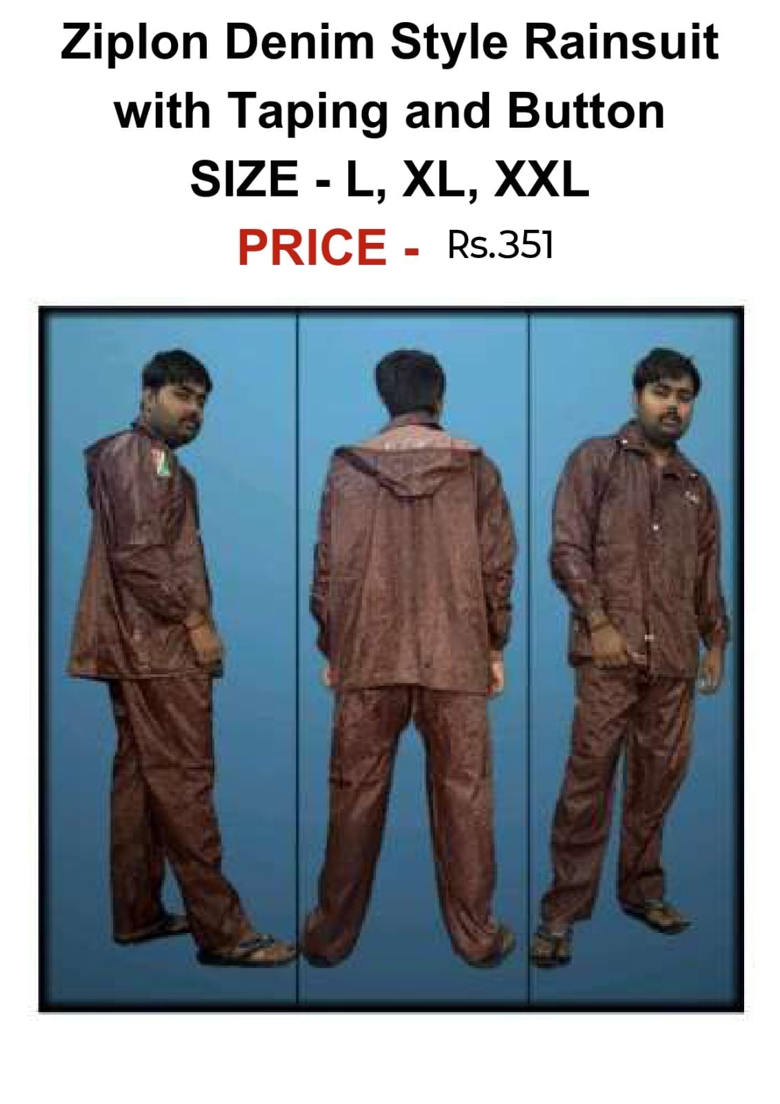 Ziplon Denim Style Raincoat