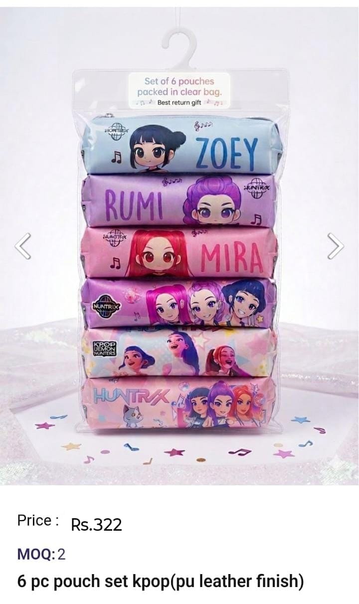 6 Pc Pouch Set Kpop