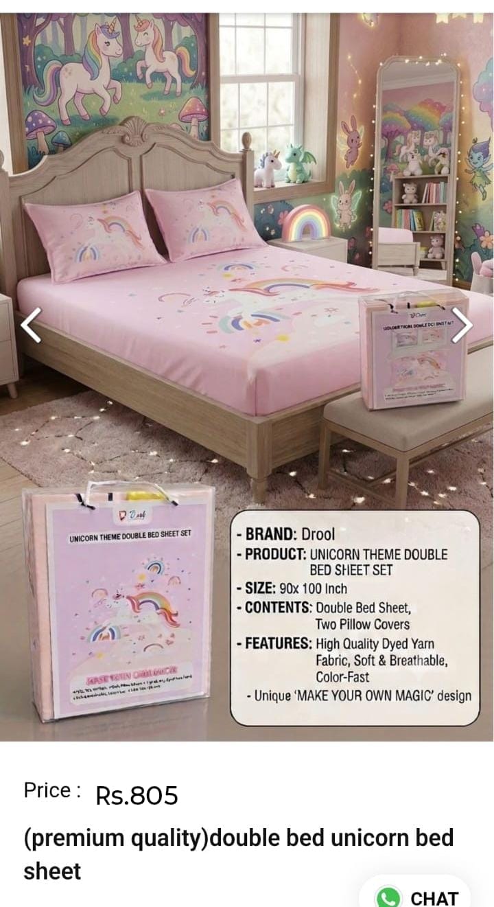 Double Bed Unicorn Bed Sheet