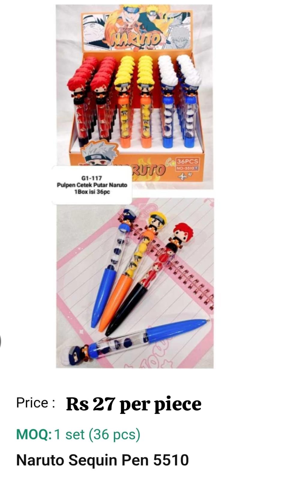Naruto Sequin Kids Pen