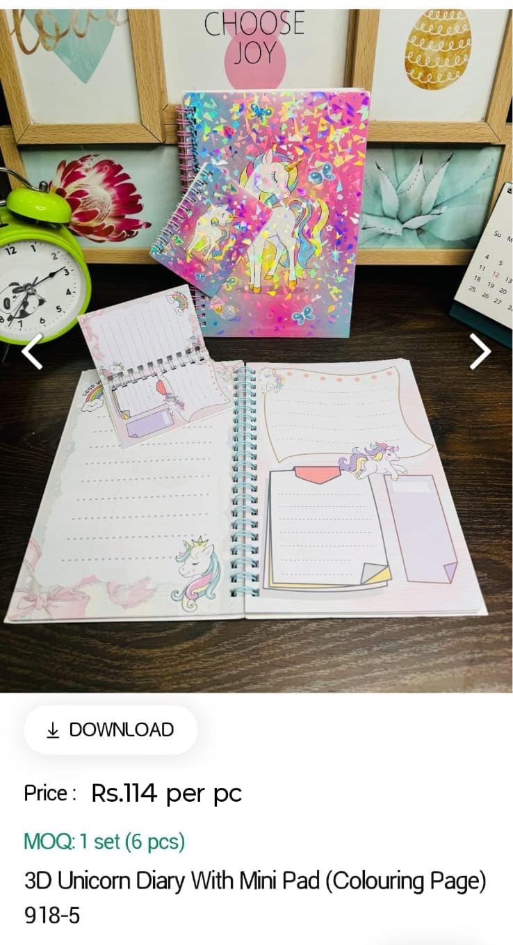 3D Unicorn Diary With Mini Pad