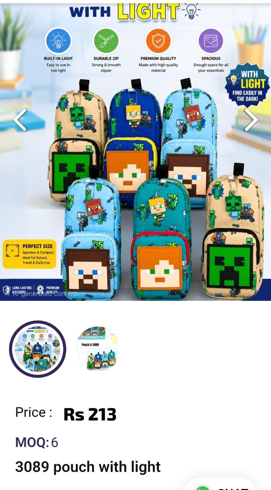 Kids Pouch With Light
