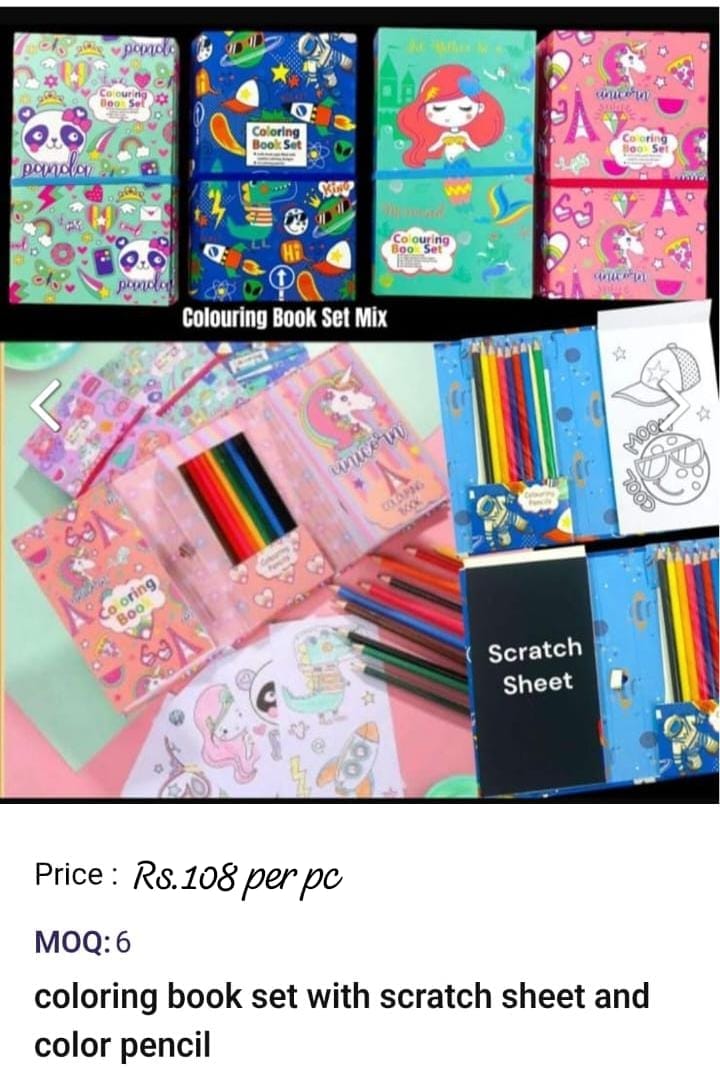 Coloring Book Set With Scratch Sheet And Color Pencil