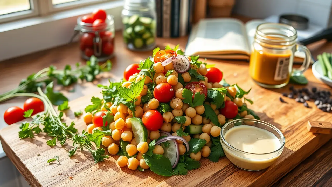 The Best Chickpea Salad, with Cucumber and Onion, in Homemade Italian Dressing