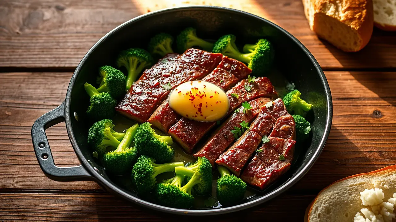 Lemon Garlic Butter Steak and Broccoli Skillet