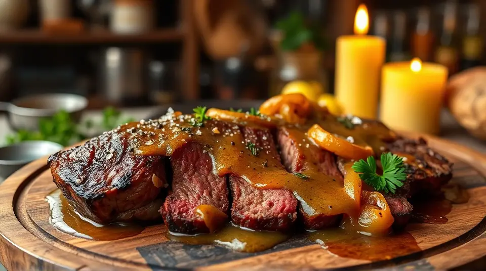 Steak with Onion Gravy