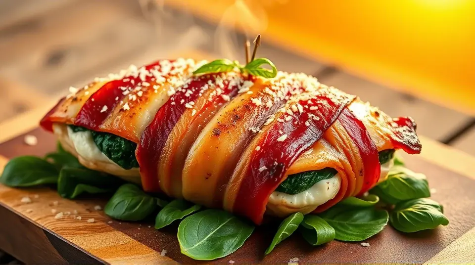 Savory Bacon-Wrapped Chicken Stuffed with Spinach and Ricotta 🍗🥓