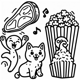 cat, ham, popcorn