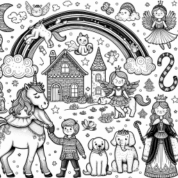 angel, candycane, dog, elephant, house, prince, princess, queen, rainbow, unicorn