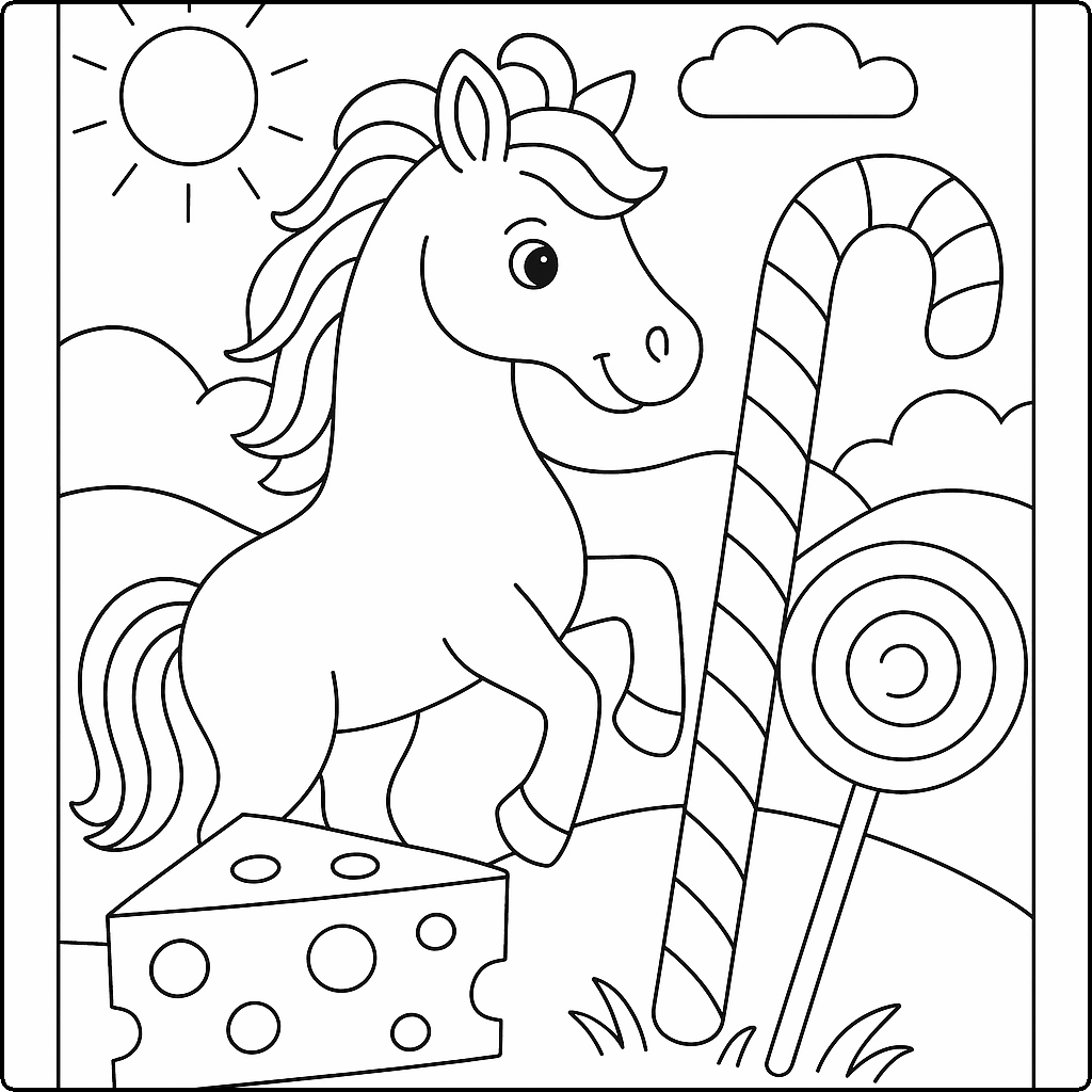 candycane, cheese, horse, lollipop