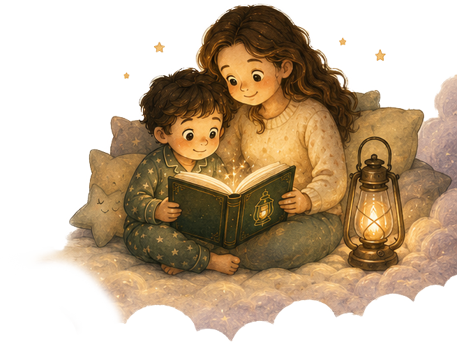 Mother and child reading together