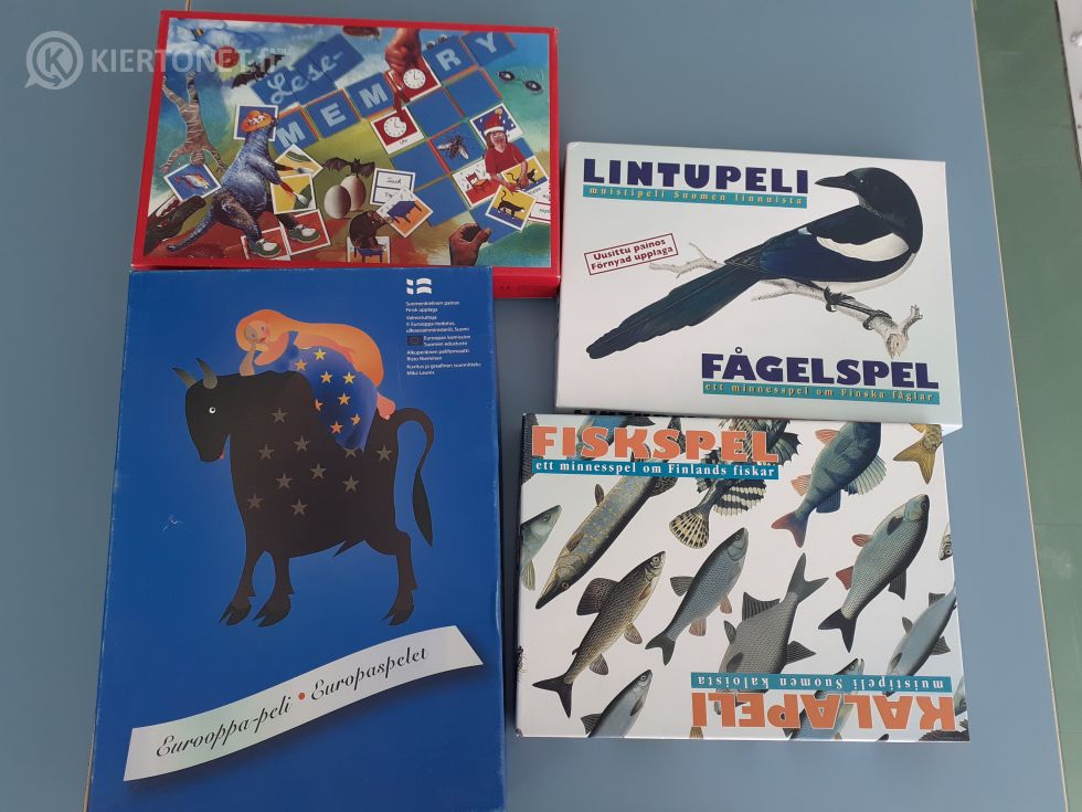 4 peliä - Eurooppa-peli, Inter Nationes-peli, Lintupeli - fågelspel,  Kalapeli-fiskspel – 