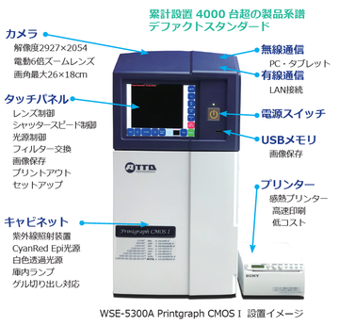 「WSE-5300 Printgraph CMOSⅠ」は6メガピクセルモノクロCMOSカメラを搭載、画質と操作性にこだわったゲル撮影装置です。