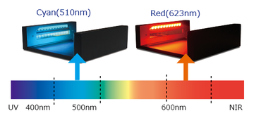 新型光源「CyanRed Epi」を採用、中心波長510nmのCyan励起にてEtBr検出が可能(脱UV)