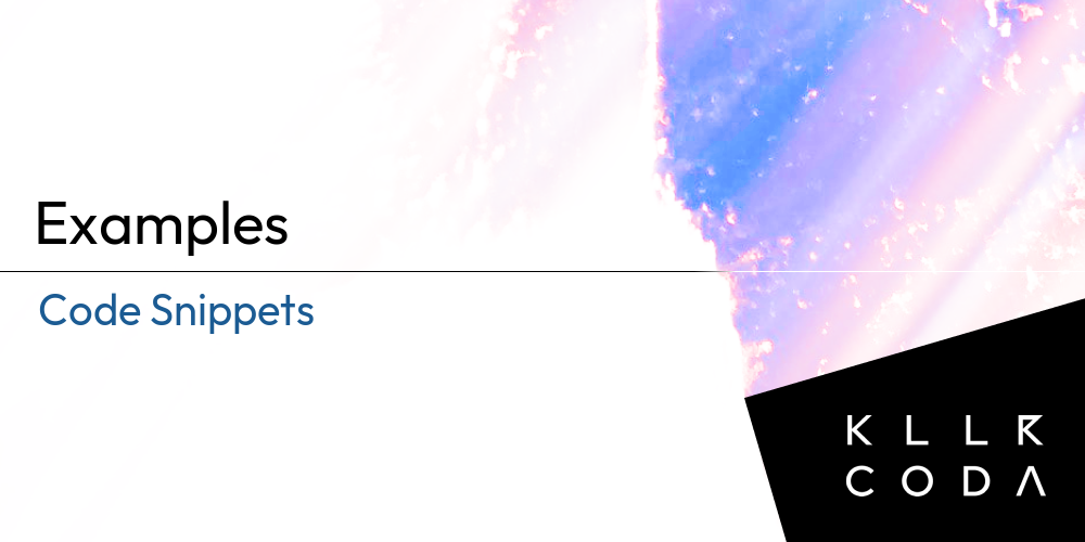 Code Snippets | Examples | Killercoda