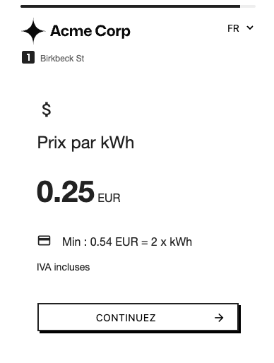 EV Charger branded virtual checkout