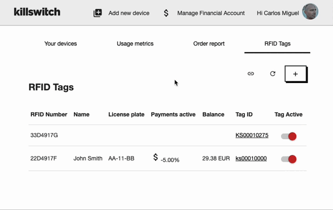 Killswitch RFID Tag Managemnt
