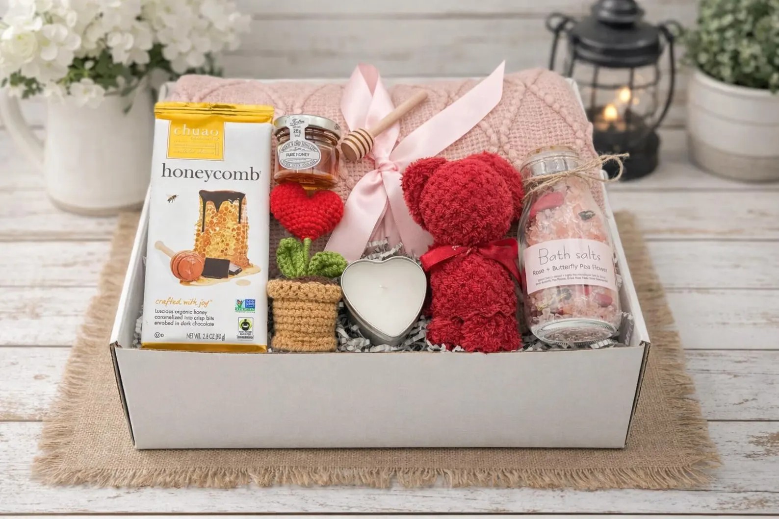 Mother's Day Spa Gift Box • Cozy Self-Care Basket with Blanket & Treats