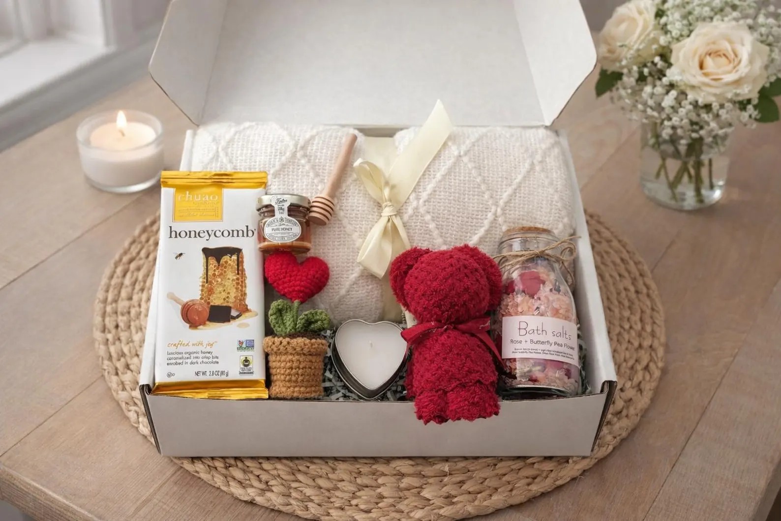 Mother's Day Spa Gift Box • Cozy Self-Care Basket with Blanket & Treats thumbnail 2