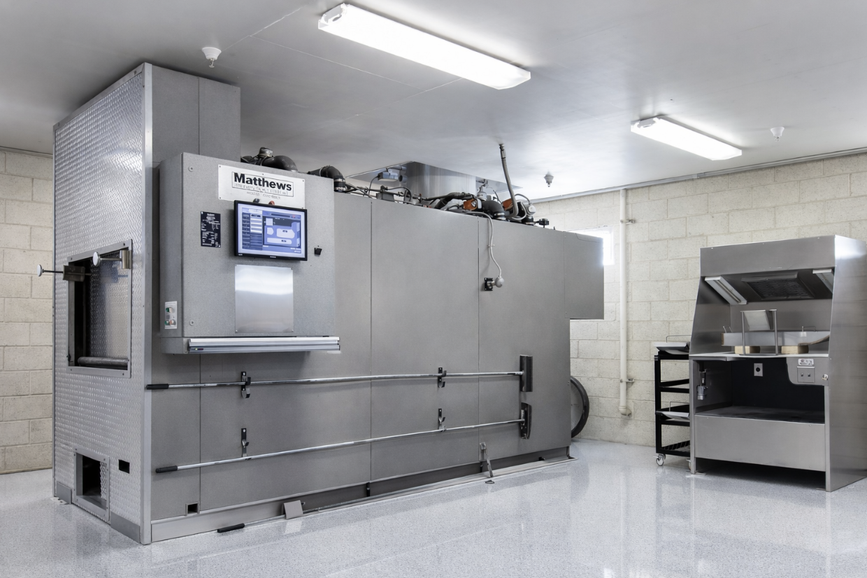 Matthews cremation retort operated by Bunker Family Funerals