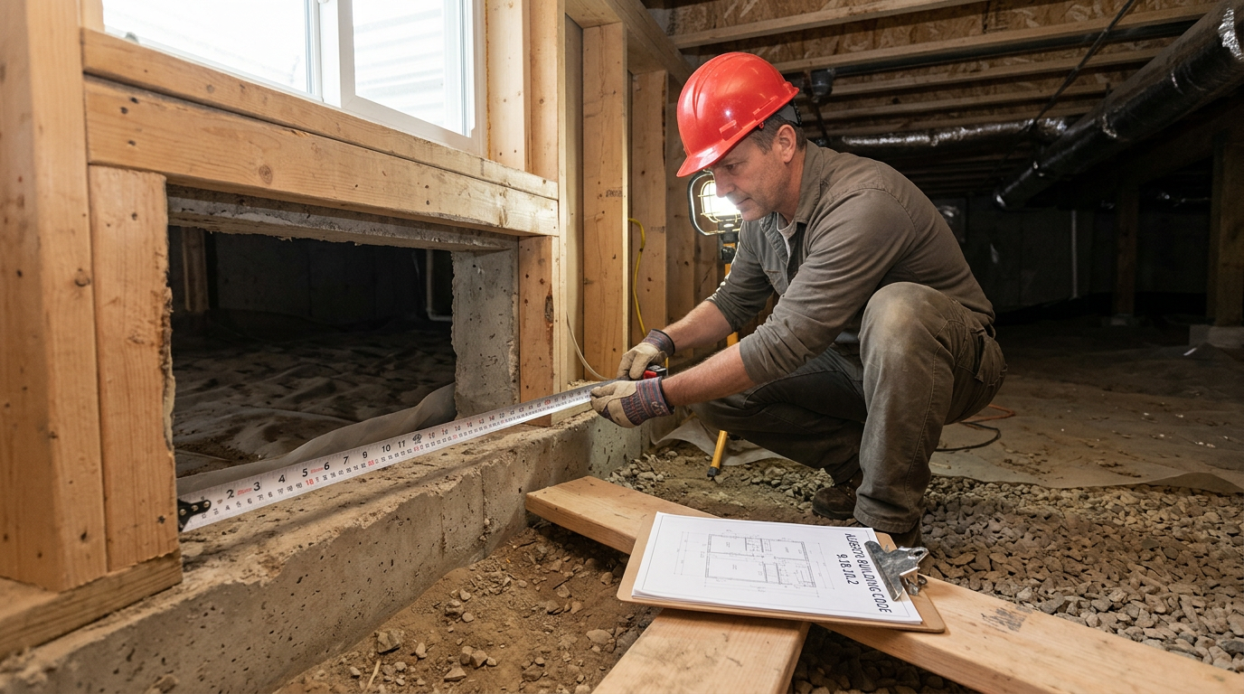 Minimum Required Crawl Space Access Opening Sizes Under Alberta Building Code 2023