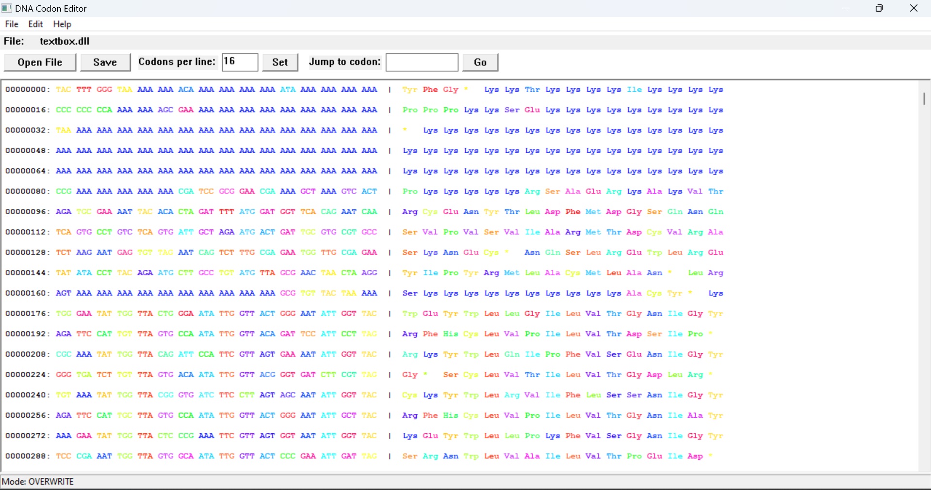DNACodonEditor screenshot