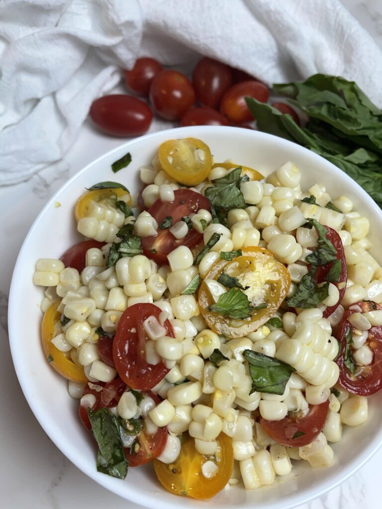 Sweet Corn Tomato and Basil Salad