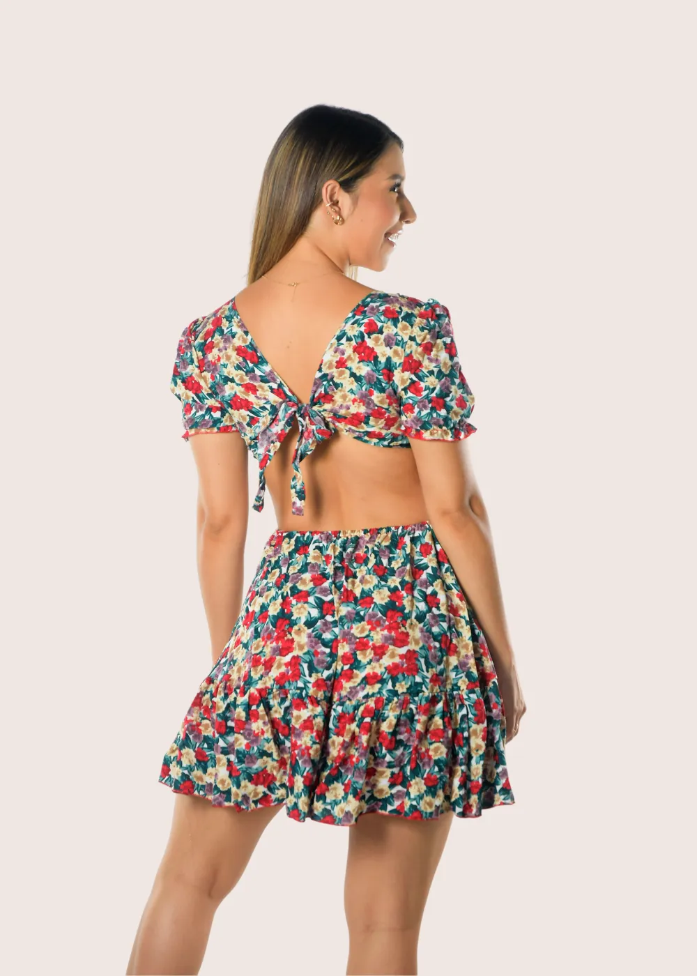 Vestido Corto con Mangas - Lila