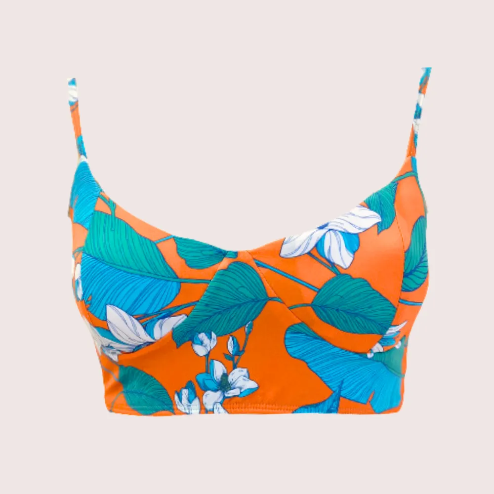 Bikini Top Zoe – Orange Flowers