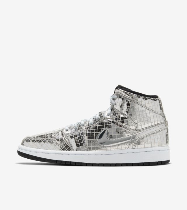 nike air jordan 1 mid metallic silver