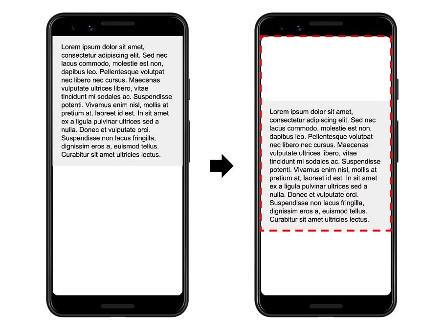 Beispiel Cumulative Layout Shift CLS Mobile Ansicht