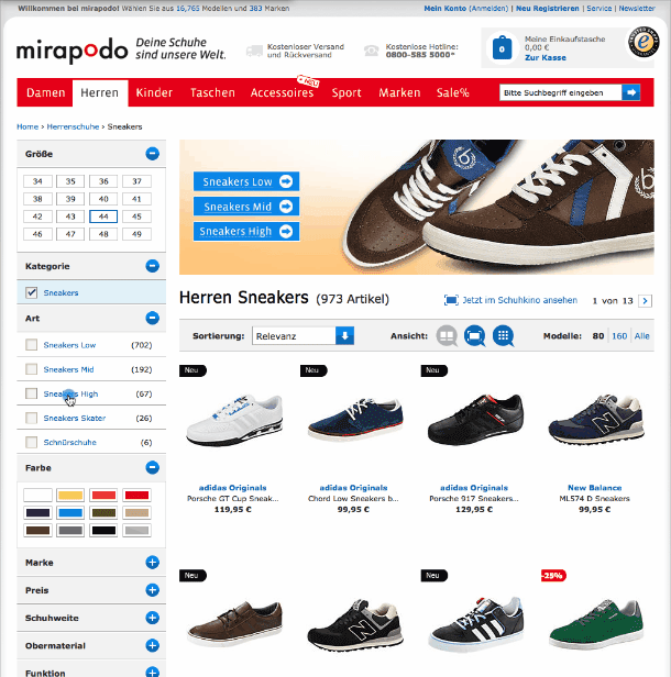 Ladeanimation bei mirapodo.de
