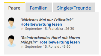 Identification anhand Nutzergruppen beiholidaycheck.de