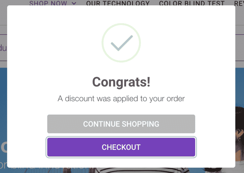 Bestätigung für das Einlösen eines Gutschein-Codes im Onlineshop