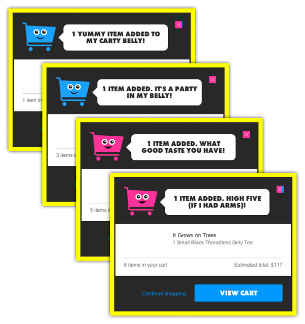 Warenkorb Overlay - Threadless