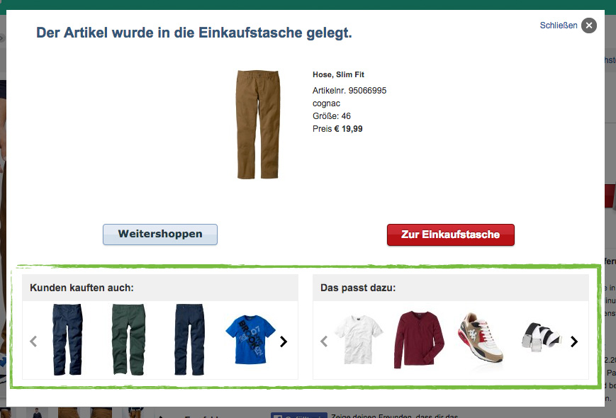 Hier werden sowohl alternative als auch ergänzende Produkte vorgeschlagen.