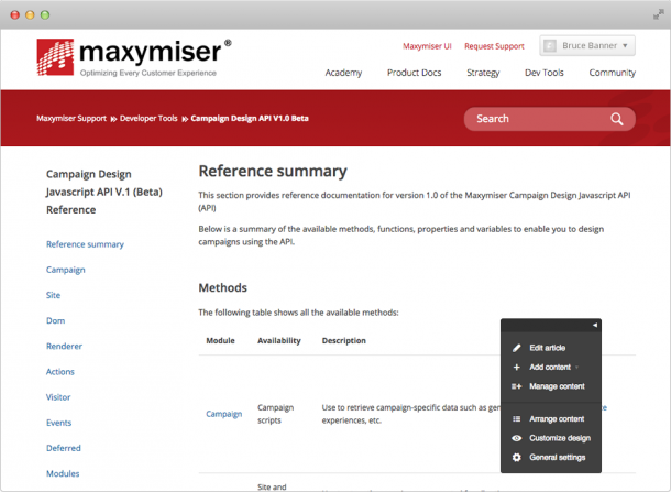 Oracle maxymiser Campaign builder