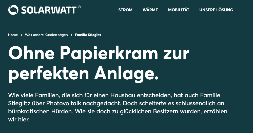 Screenshot der Solarwatt-Webseite