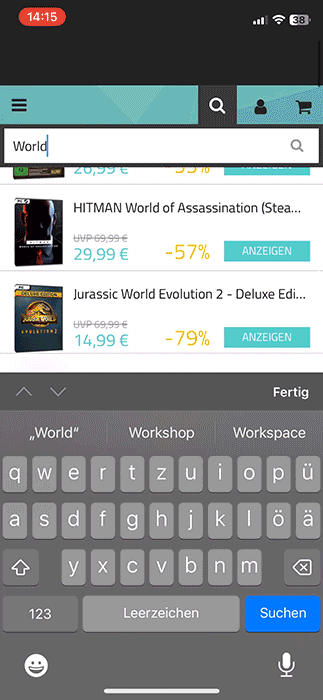 Man kann dort nicht hinscrollen obwohl die Elemente offensichtlich vorhanden sind