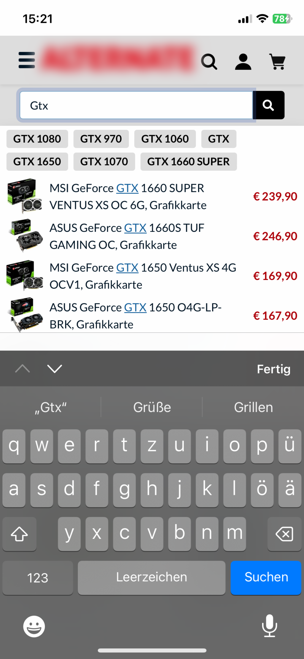 Korrekte Darstellung der Suchergebnisse