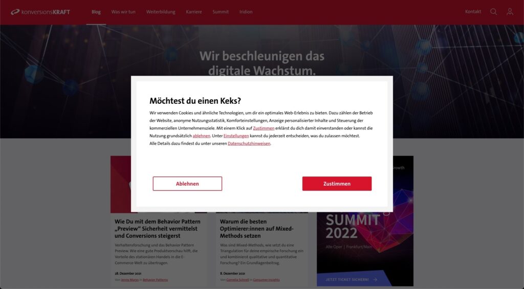 Cookie Consent Banner Beispiel