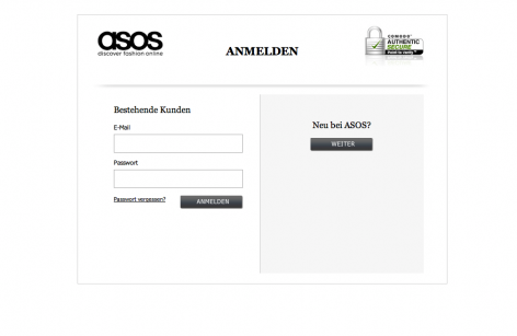 Einfache Pflichtanmeldung im Checkout - Asos