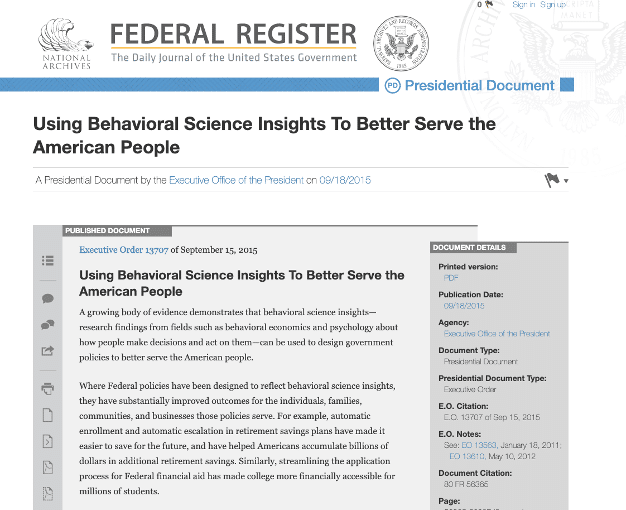 Federal Register nutzt Behavioral Science