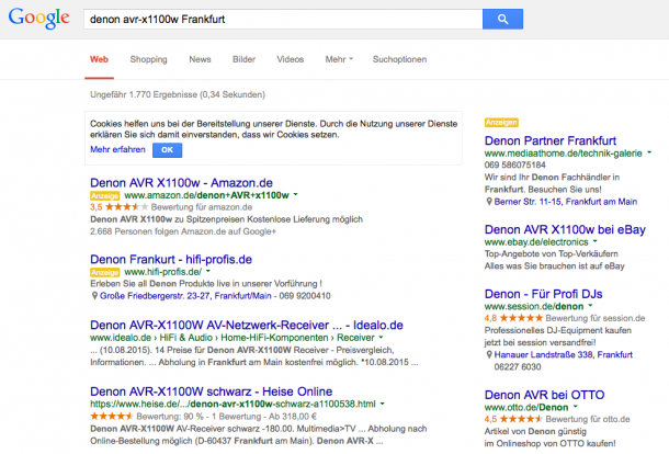 Denon-AdWords-Suche